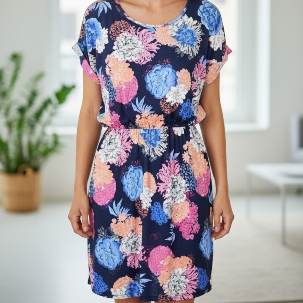 P!phany Floral Elastic-Waist Pocket Dress